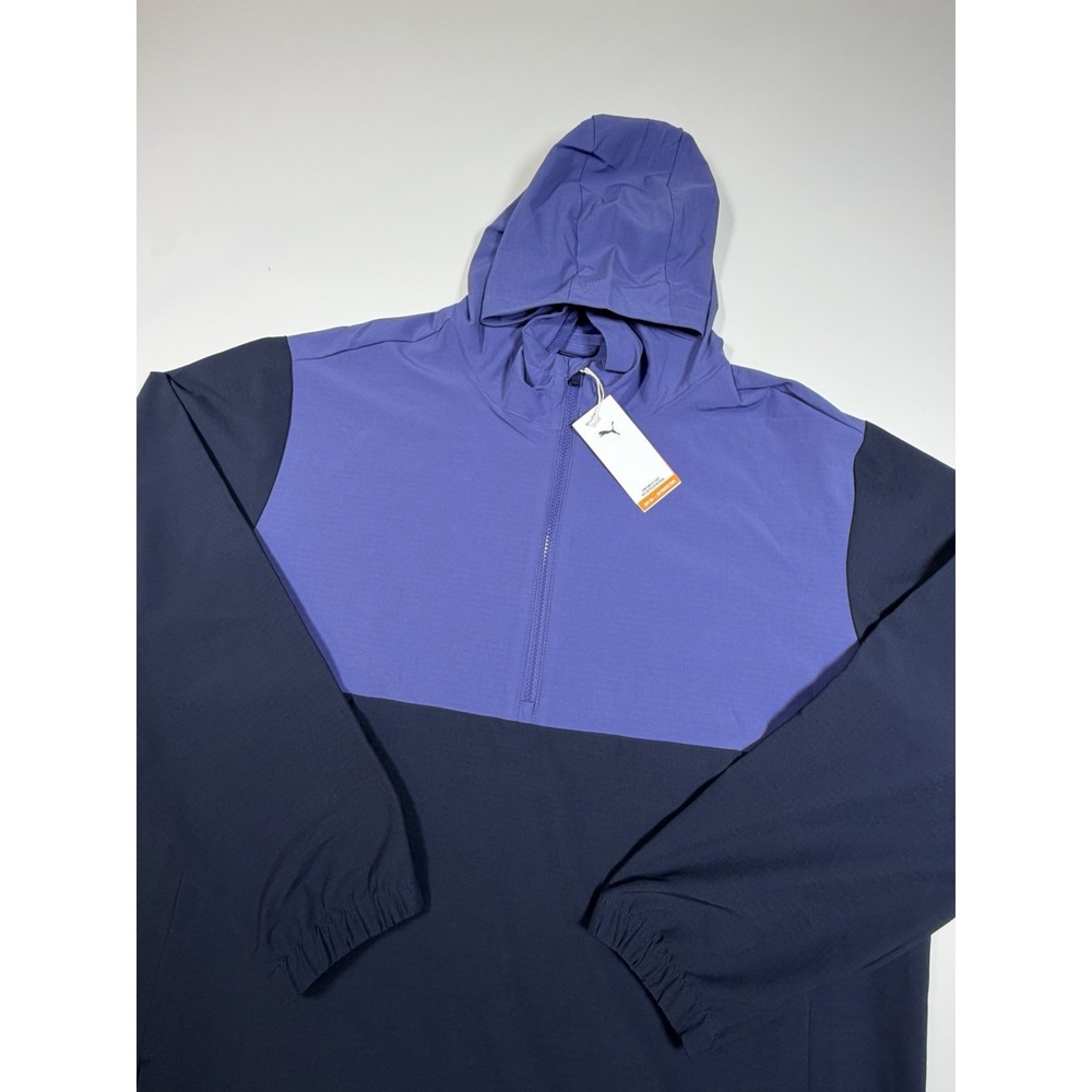 Puma Ripguard Anorak Golf Jacket Mens Windbreaker Blue Colorblock Ripstop 2XL